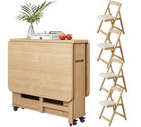 Ensemble de table de salle à manger pliable pour 4 tables en bois extensibles avec chaises peu encombrantes pour cuisine, salon, finition bois