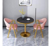 Ensemble de table de salle à manger pour 2, table et chaises rondes en imitation marbre rose de 31in / 80 cm, petit meuble 3 pièces pour dîner, café, conférence
