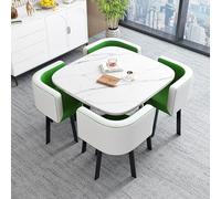 Ensemble de table de salle à manger pour 4 personnes - Table de cuisine ronde et carrée avec 4 chaises - Meuble de salle à manger compact pour petits espaces et appartements - Idéal pour les zones