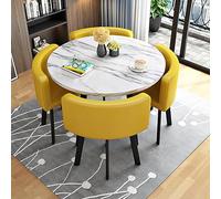 Ensemble de table de salle à manger pour 4 personnes, table de cuisine ronde moderne avec chaises en cuir synthétique, petit bureau et salle de conférence, matériau E1 pour un usage domestique