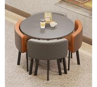 Ensemble de table de salle à manger pour 4 personnes - Table ronde de négociation avec chaises, idéale pour les réunions de bureau, les salles de vente, les zones de réception, design multicolore