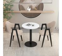 Ensemble de table de salle à manger ronde 3 pièces avec 2 chaises rembourrées en polyuréthane, parfait pour bureau, réception, petite salle de conférence, café, cuisine, finition en tissu élégant