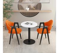 Ensemble de table de salle à manger ronde - 3 pièces avec 2 chaises rembourrées en polyuréthane pour bureau, réception, petite salle de conférence et cuisine - Design moderne en tissu