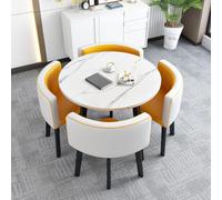 Ensemble de table de salle à manger ronde 5 pièces - 1 table ronde élégante et 4 chaises confortables - Idéal pour les réunions ou les réunions de famille - Design compact