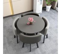 Ensemble de table de salle à manger ronde 5 pièces avec 1 table ronde et 4 chaises, idéal pour les repas de famille, les petits espaces et les conférences, 75 x 74,9 cm