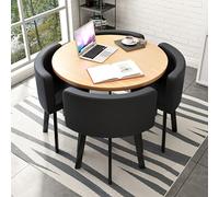 Ensemble de table de salle à manger ronde 5 pièces avec 1 table ronde et 4 chaises, parfait pour la maison, la salle à manger, la cuisine, les conférences, 85 x 75 cm