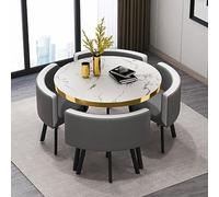 Ensemble de table de salle à manger ronde 5 pièces avec 1 table ronde et 4 chaises, table de conférence polyvalente 85 x 75 cm pour la maison, le bureau ou la salle à manger, élégant et fonctionnel