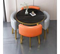 Ensemble de table de salle à manger ronde 5 pièces avec 4 chaises de 80 cm pour cuisine, petit déjeuner, bar, table de conférence pour salle à manger, mobilier moderne, idéal pour les petits espaces