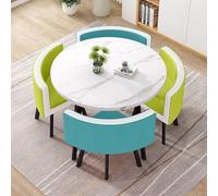 Ensemble de table de salle à manger ronde 5 pièces avec 4 chaises - Meubles de cuisine, petit déjeuner, bar 80 x 74,9 cm, table ronde moderne pour petits espaces