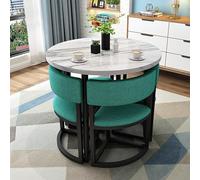 Ensemble de table de salle à manger ronde 5 pièces avec cadre en métal et chaises - Table de cuisine peu encombrante pour 4 personnes idéale pour les petits appartements et salles de conférence
