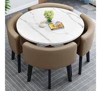 Ensemble de table de salle à manger ronde 5 pièces comprenant 1 table ronde et 4 chaises, parfait pour la salle à manger, la cuisine ou les conférences, 85 x 75 cm, design compact
