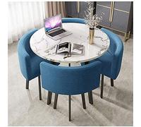 Ensemble de table de salle à manger ronde 5 pièces pour 4 personnes - Table de cuisine élégante avec chaises rembourrées confortables, parfaite pour les petits espaces, idéale pour la salle à manger