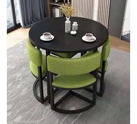 Ensemble de table de salle à manger ronde 5 pièces pour 4 tables de cuisine avec chaises - Parfait pour les petits espaces et les appartements - Design élégant et peu encombrant