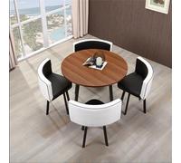 Ensemble de table de salle à manger ronde 5 pièces pour cuisine, 1 table ronde (80 x 75 cm) et 4 chaises, parfait pour le petit déjeuner, la conférence et le bar. Design élégant et peu encombrant
