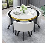 Ensemble de table de salle à manger ronde 5 pièces pour cuisine et bar avec 1 table ronde et 4 chaises, idéal pour le petit déjeuner et la conférence, 80 x 75 cm (l x H)