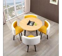 Ensemble de table de salle à manger ronde 5 pièces pour cuisine et petit déjeuner avec 1 table ronde et 4 chaises Table de conférence 80 x 75 cm Design élégant et peu encombrant