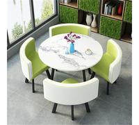 Ensemble de table de salle à manger ronde avec 4 chaises 80 x 75 cm - Comptoir de petit-déjeuner - Meuble de cuisine moderne compact - Table ronde et chaises pour petits espaces