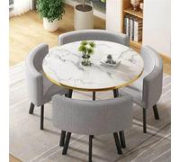 Ensemble de table de salle à manger ronde avec 4 chaises 80 x 75 cm - Élégant comptoir de petit-déjeuner pour cuisine - Table ronde moderne et chaise pour salle à manger à la maison