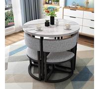 Ensemble de table de salle à manger ronde avec 4 chaises - Économie d'espace - Table basse moderne en marbre pour salon et petit bureau de conférence