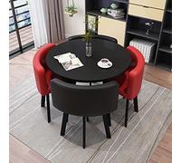 Ensemble de table de salle à manger ronde avec 4 chaises en tissu - Économie d'espace - Table de cuisine moderne pour la maison et le bureau - 90 x 90 x 75 cm - Meuble de réception pour économiser de