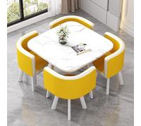 Ensemble de table de salle à manger ronde avec 4 chaises, meubles de salle à manger carrés, 5 pièces empilables, ensemble de table et de chaises de cuisine modernes