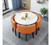 Ensemble de table de salle à manger ronde avec 4 chaises multi-usages pour 4 tables de cuisine et de bar, idéal pour les conférences, les réceptions et plus encore Ensemble de salle à manger en bois