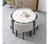 Ensemble de table de salle à manger ronde avec 4 chaises, petite table basse pour salon et cuisine, mobilier élégant pour balcon et bureau, design compact 80 x 80 cm, couleur : style 12