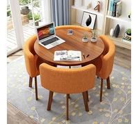 Ensemble de table de salle à manger ronde avec 4 chaises, table de cuisine compacte pour petits espaces, style café moderne, cadre en métal robuste, assemblage facile
