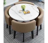 Ensemble de table de salle à manger ronde avec 4 chaises, table et chaises de cuisine modernes pour salle à manger, table ronde de petit déjeuner, table de bar 80 x 74,9 cm, table à manger et chaises