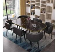Ensemble de table de salle à manger ronde avec 6 chaises, meubles modernes pour cuisine, salle à manger, bureau, petite salle de conférence, ensemble de 7 pièces pour salon et salon