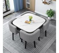 Ensemble de table de salle à manger ronde/carrée avec chaises, table de conférence moderne et 4 chaises, table de réception et chaises pour 4 pour salon, table de cuisine en bois, 15