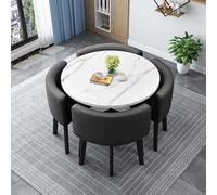 Ensemble de table de salle à manger ronde/carrée avec chaises, table de conférence moderne et 4 chaises, table de réception et chaises pour 4 pour salon, table de cuisine en bois, 15