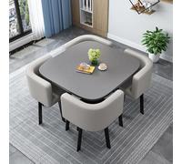 Ensemble de table de salle à manger ronde/carrée avec chaises, table de conférence moderne et 4 chaises, table de réception et chaises pour 4 pour salon, table de cuisine en bois, 15