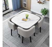 Ensemble de table de salle à manger ronde/carrée avec chaises, table de conférence moderne et 4 chaises, table de réception et chaises pour 4 pour salon, table de cuisine en bois, 15