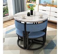 Ensemble de table de salle à manger ronde compacte pour 4 personnes de 80 cm - Mobilier peu encombrant pour cuisine, appartement, bureau, café et restaurant - Table élégante pour petit déjeuner et
