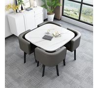 Ensemble de table de salle à manger ronde de cuisine 5 pièces avec 1 table ronde et 4 chaises, polyvalent, pour la maison et la conférence, 90 x 75 cm, élégant et fonctionnel