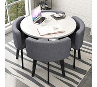 Ensemble de table de salle à manger ronde de cuisine - 5 pièces avec 1 table ronde et 4 chaises - Table de conférence et de salle à manger polyvalente pour la maison, la cuisine et le bureau