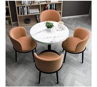 Ensemble de table de salle à manger ronde en bois massif de 80 cm avec sièges en cuir, meubles de salle à manger modernes pour 4 personnes, facile à nettoyer, table de cuisine