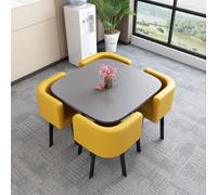 Ensemble de table de salle à manger ronde et carrée avec 4 chaises, parfait pour la cuisine, 10,90 x 90 x 75 cm, mobilier élégant et fonctionnel pour la maison et le bureau
