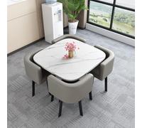 Ensemble de table de salle à manger ronde et carrée avec 4 chaises, table de conférence pour cuisine, 14,8 x 80 x 75 cm, design élégant et peu encombrant, parfait pour les maisons modernes.
