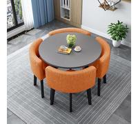 Ensemble de table de salle à manger ronde et carrée multifonction pour 4 personnes - Table de cuisine peu encombrante avec chaises, idéale pour les petits espaces, meuble de salle à manger élégant et