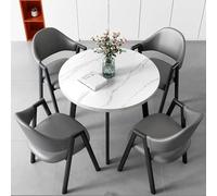 Ensemble de table de salle à manger ronde gris foncé pour 4 personnes - Bureau de réception, salle de conférence, salon - Table de négociation élégante avec chaises - Table de club moderne pour salle