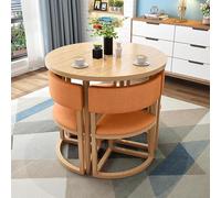 Ensemble de table de salle à manger ronde moderne 5 pièces pour 4 tables de petit déjeuner de 80 cm avec chaises rembourrées confortables Idéal pour les petits appartements, bureaux et balcons