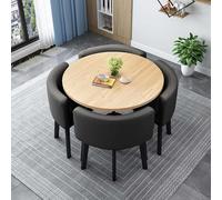 Ensemble de table de salle à manger ronde moderne avec 4 chaises à bascule - Hauteur 80 cm - Design compact pour bureau, club, réceptions - Fourrure élégante et polyvalente