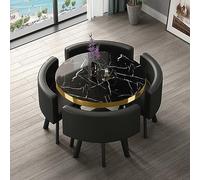 Ensemble de table de salle à manger ronde moderne avec 4 chaises de 90 cm, table de café et chaises, ensemble de table de cuisine avec sièges pour 4 personnes