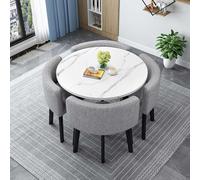 Ensemble de table de salle à manger ronde moderne avec 4 chaises et table de conférence carrée tendance en bois multi-usages pour salon et salle à manger (80 cm)