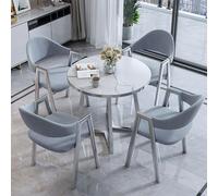 Ensemble de table de salle à manger ronde moderne avec 4 chaises imitation marbre, table de conférence de cuisine pour réception et salle à manger, solution élégante de 80 cm