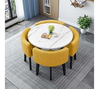 Ensemble de table de salle à manger ronde moderne avec 4 chaises pour cuisine et salon 90 cm de diamètre Table de conférence carrée multi-usages en bois pour 4 personnes