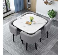 Ensemble de table de salle à manger ronde moderne avec 4 chaises - Table de conférence et de réception élégante pour cuisine, salon ou salle à manger - Combinaison de meubles parfaite pour recevoir