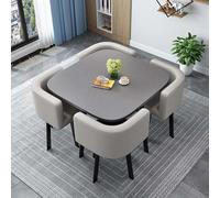 Ensemble de table de salle à manger ronde moderne avec 4 chaises - Table de conférence et de réception pour salle à manger, 80 cm / 31.5in - Fourrure peu encombrante pour la maison et le bureau
